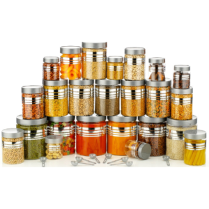 Tenido 24 pcs Silver Air Tight Kitchen Storage Containers – 1200ml, 650ml ,300ml & 250 ml